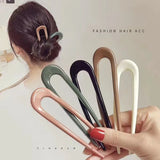 Solid Color Hair Sticks For Women Girls Shell Clips Pins Minimalist U Shape